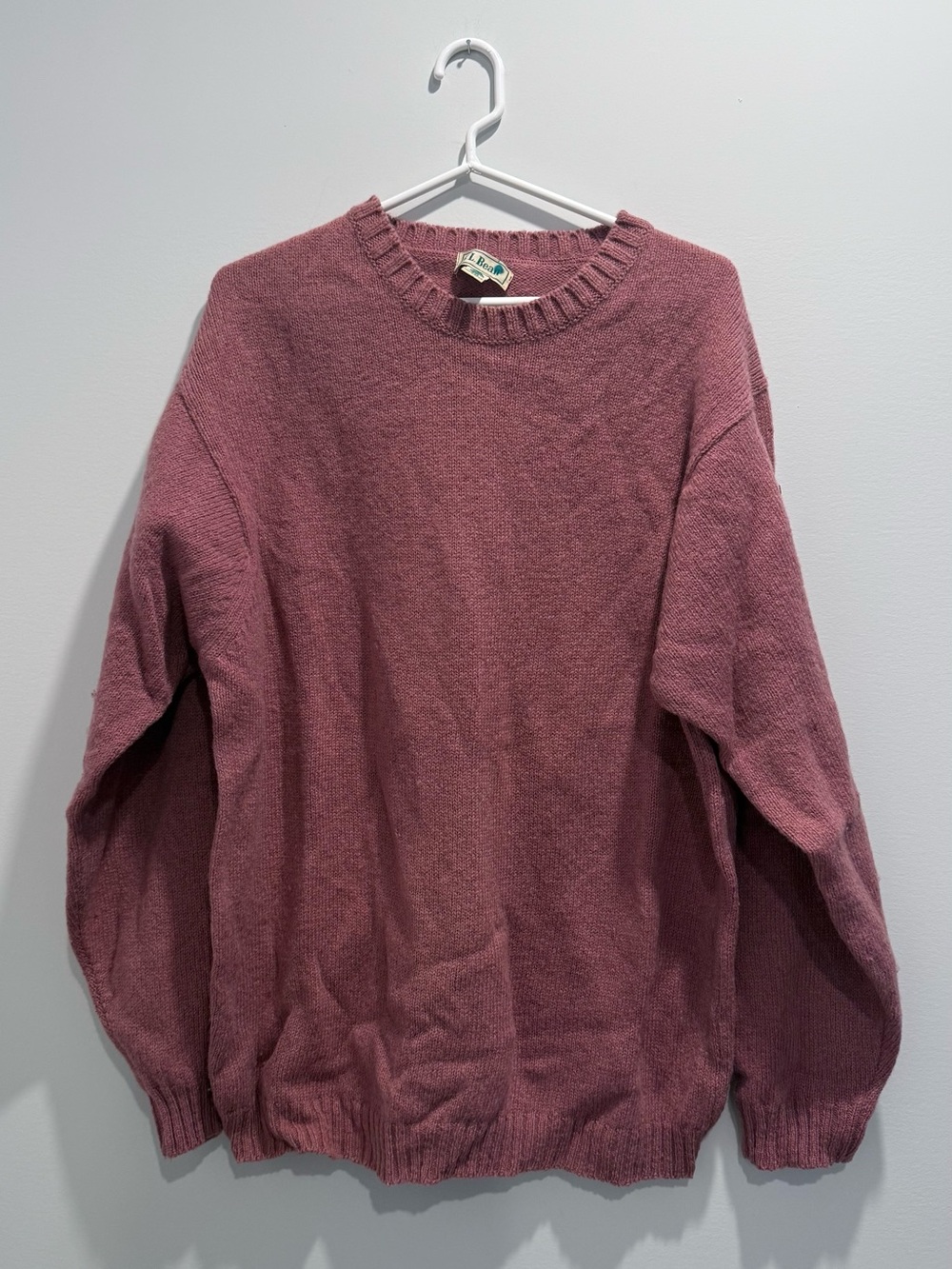 L.L.Bean Men’s XL Shetland Wool Sweater Pink Made in Ireland Pure New Wool